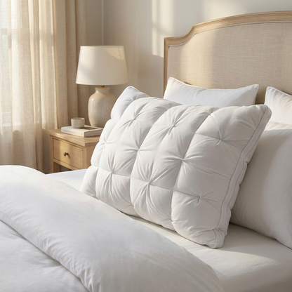 White Puff Grid Pillow