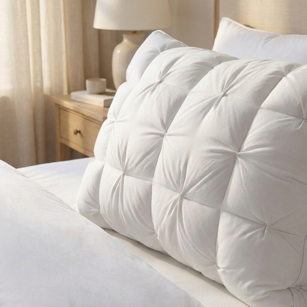 White Puff Grid Pillow