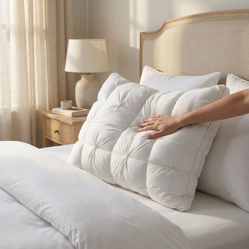 White Puff Grid Pillow